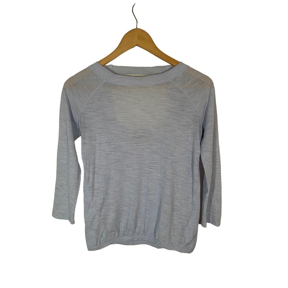 Athleta Clarity Top Womens Size XXS Aster Baby Blue Surplice Back  3/4‎ Sleeve